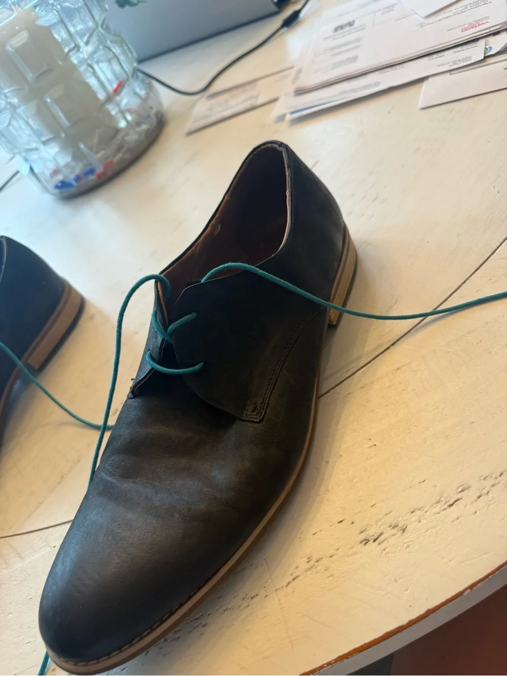 Aldo Black Chukka Boots with Teal Laces